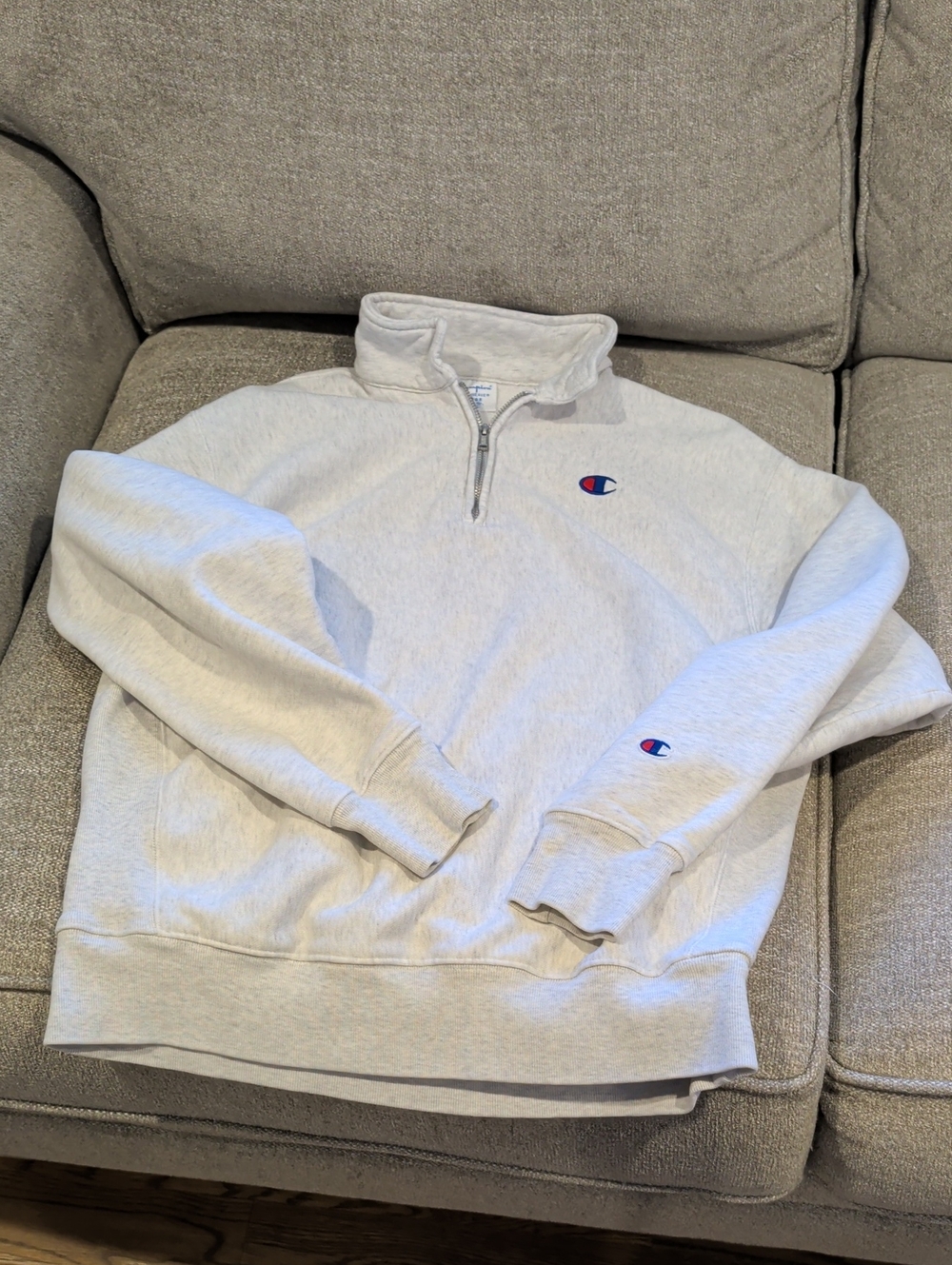 Champion Light Heather Gray Half-Zip Pullover Sweatshirt